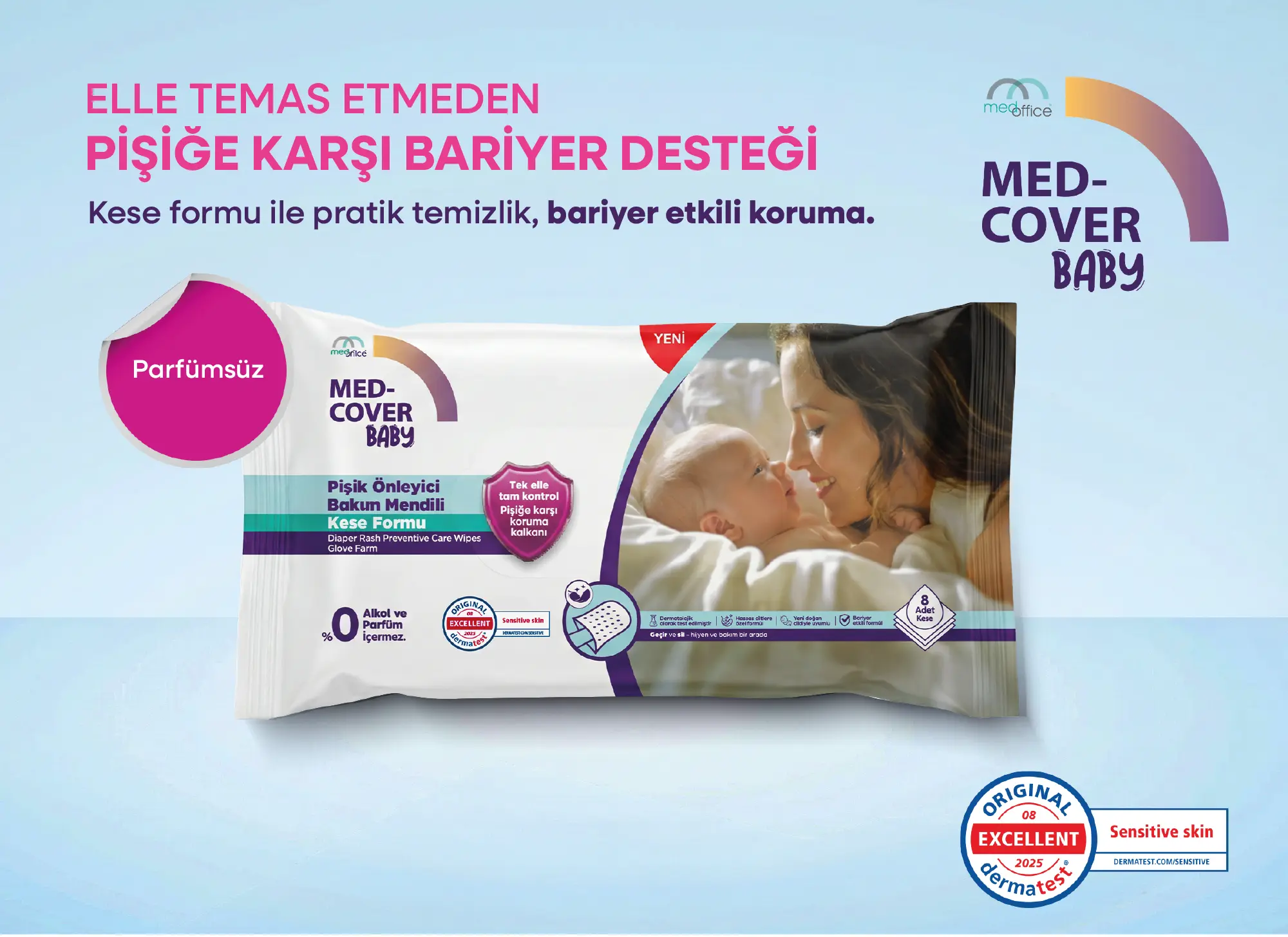 MED-COVER Diaper Rash Preventive Baby Wipes - Glove Form