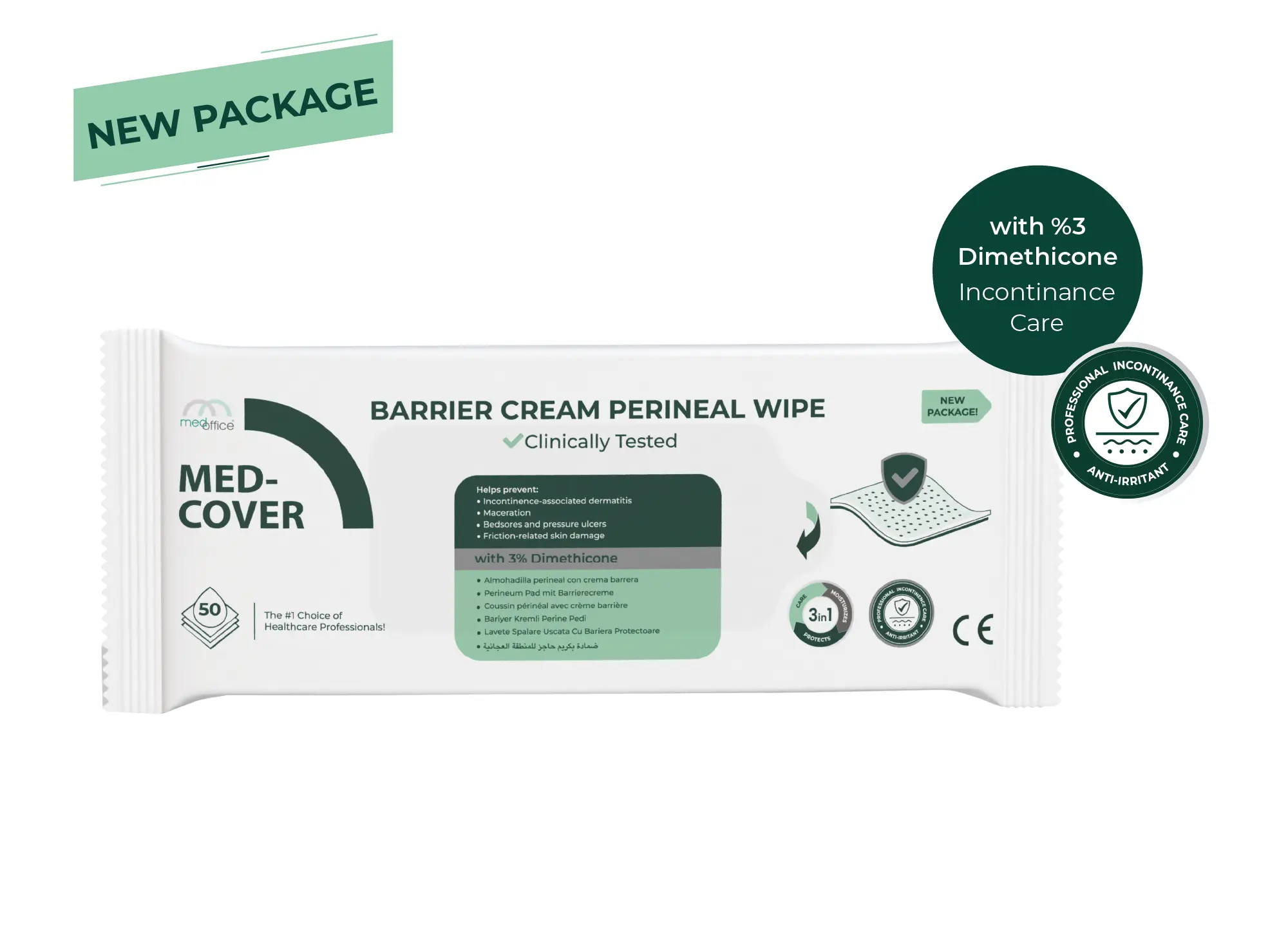 MED-COVER Barrier Cream Perineal Wipe